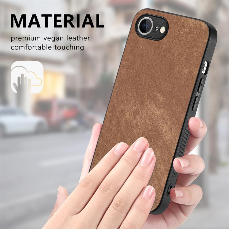 For iPhone 16e Vintage Leather PC Back Cover Phone Case(Brown) - iPhone 16e Cases by PMC TechLife | Online Shopping South Africa | PMC TechLife | Buy Now Pay Later Mobicred
