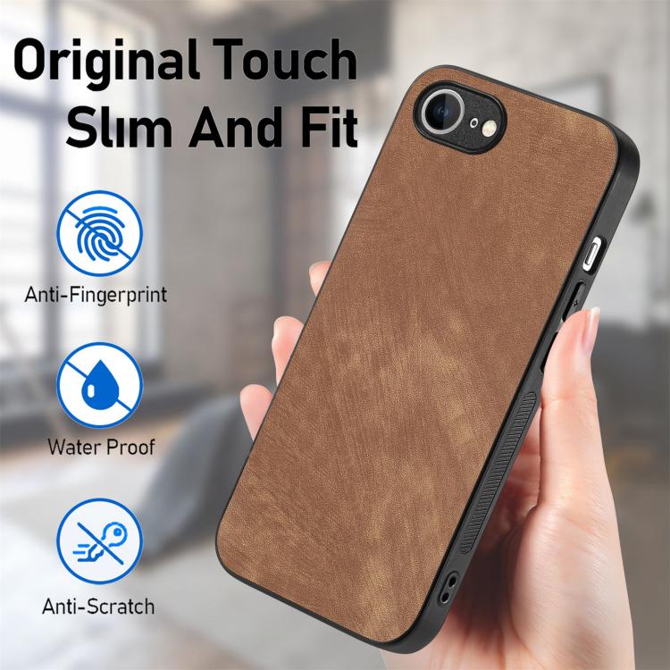 For iPhone 16e Vintage Leather PC Back Cover Phone Case(Brown) - iPhone 16e Cases by PMC TechLife | Online Shopping South Africa | PMC TechLife | Buy Now Pay Later Mobicred