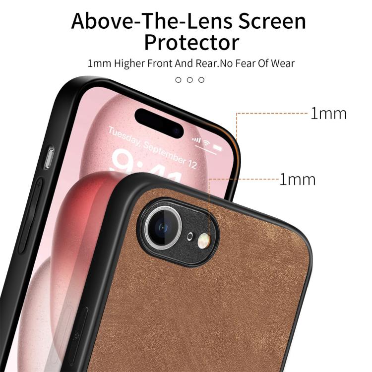 For iPhone 16e Vintage Leather PC Back Cover Phone Case(Brown) - iPhone 16e Cases by PMC TechLife | Online Shopping South Africa | PMC TechLife | Buy Now Pay Later Mobicred