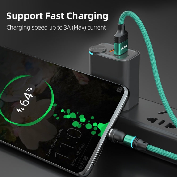 ENKAY 3 in 1 3A USB to Type-C / 8 Pin / Micro USB Magnetic 540 Degrees Rotating Fast Charging Cable, Length:1m(Green) - Charging Cable & Head by ENKAY | Online Shopping South Africa | PMC Jewellery | Buy Now Pay Later Mobicred