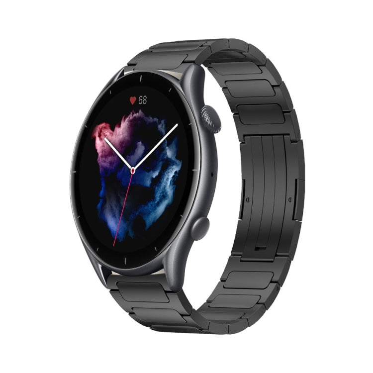 For Amazfit GTR 3 Pro 22mm I-Shaped Titanium Alloy Watch Band(Black) - Watch Bands by PMC TechLife | Online Shopping South Africa | PMC TechLife