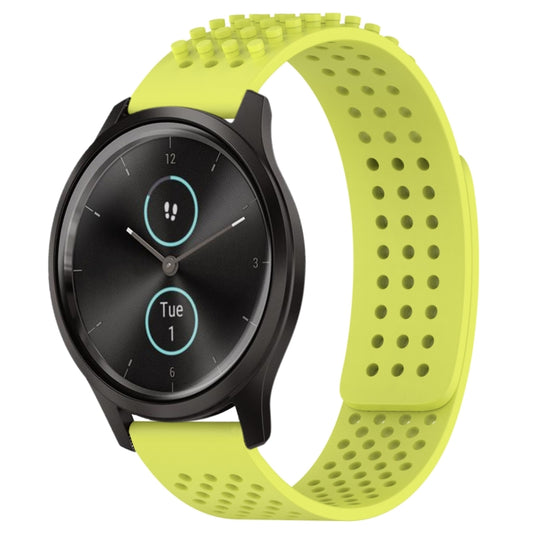 For Garmin VivoMove Style 20mm Holes Breathable 3D Dots Silicone Watch Band(Lime Green) - Watch Bands by PMC Jewellery | Online Shopping South Africa | PMC Jewellery