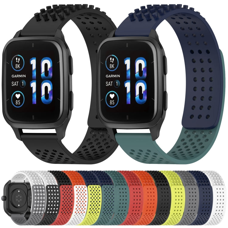 For Garmin Forerunner 245 20mm Holes Breathable 3D Dots Silicone Watch Band(White+Grey) - Watch Bands by PMC TechLife | Online Shopping South Africa | PMC TechLife