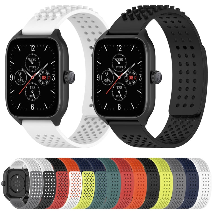 For Amazfit GTR Mini 20mm Holes Breathable 3D Dots Silicone Watch Band(White+Black) - Watch Bands by PMC Jewellery | Online Shopping South Africa | PMC Jewellery