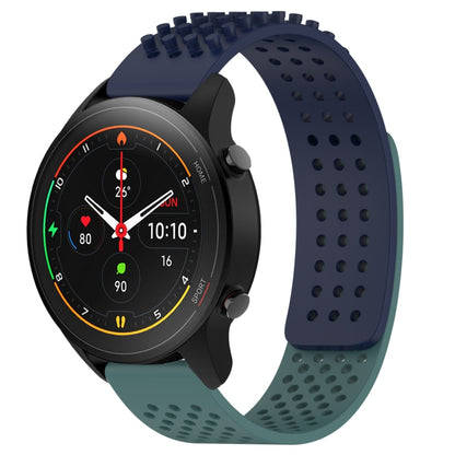 For Xiaomi MI Watch S1 Pro 22mm Holes Breathable 3D Dots Silicone Watch Band(Midnight Blue+Olive Green) - Watch Bands by PMC Jewellery | Online Shopping South Africa | PMC Jewellery