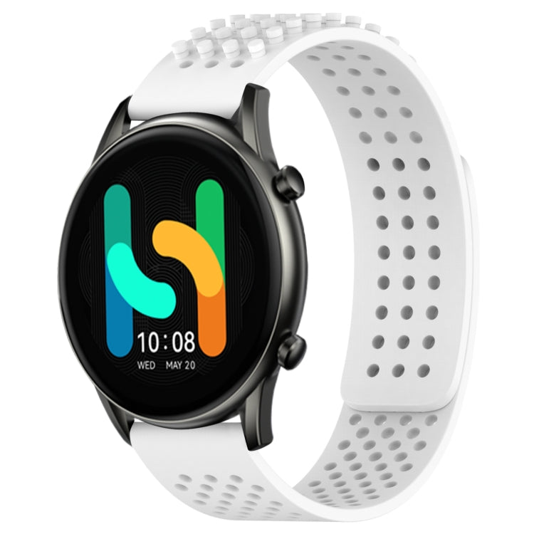 For Xiaomi Haylou RT2 LS10 22mm Holes Breathable 3D Dots Silicone Watch Band(White) - Watch Bands by PMC Jewellery | Online Shopping South Africa | PMC Jewellery