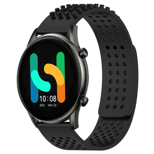 For Xiaomi Haylou RT2 LS10 22mm Holes Breathable 3D Dots Silicone Watch Band(Black) - Watch Bands by PMC Jewellery | Online Shopping South Africa | PMC Jewellery