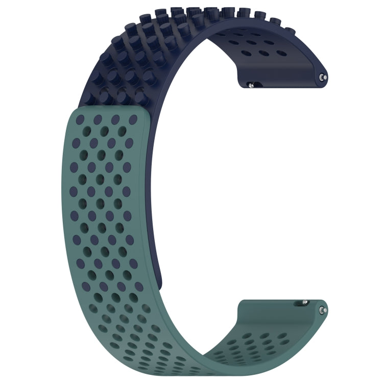 For Xiaomi Haylou GST LS09B 22mm Holes Breathable 3D Dots Silicone Watch Band(Midnight Blue+Olive Green) - Watch Bands by PMC Jewellery | Online Shopping South Africa | PMC Jewellery