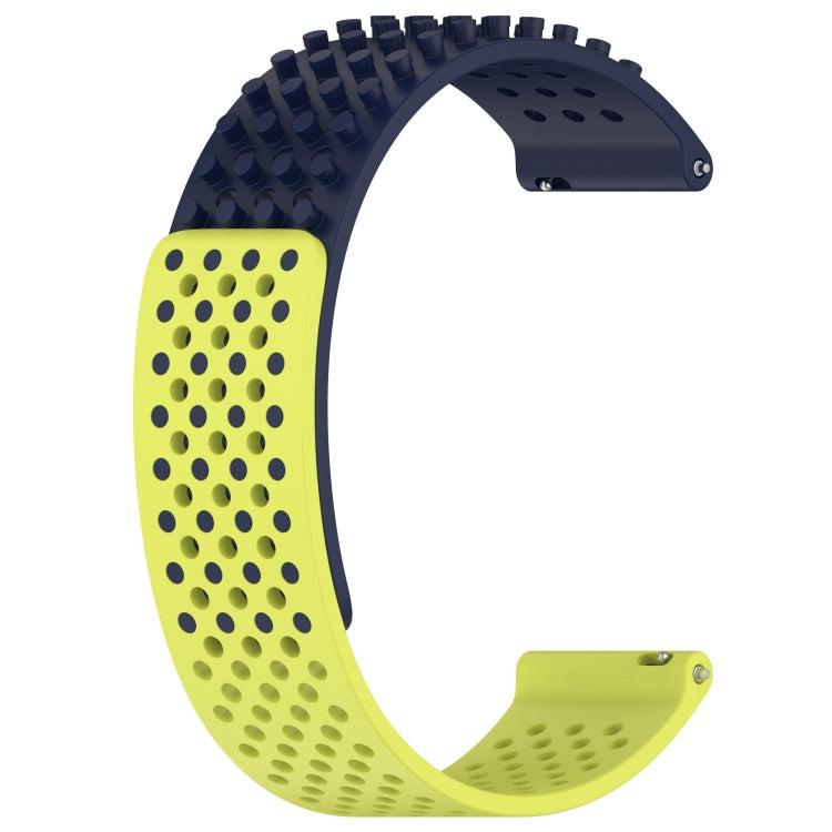 For Xiaomi Haylou GST LS09B 22mm Holes Breathable 3D Dots Silicone Watch Band(Midnight Blue+Lime Green) - Watch Bands by PMC Jewellery | Online Shopping South Africa | PMC Jewellery