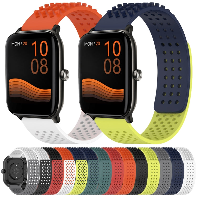 For Xiaomi MI Watch Sport 22mm Holes Breathable 3D Dots Silicone Watch Band(White+Grey) - Watch Bands by PMC Jewellery | Online Shopping South Africa | PMC Jewellery