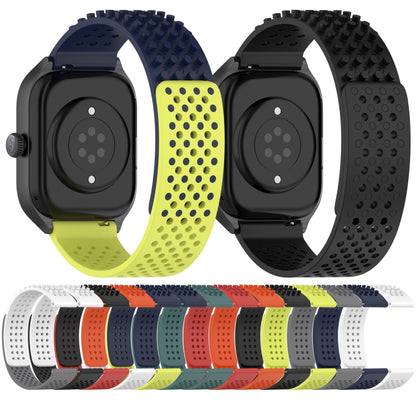 For Xiaomi MI Watch Color 2 22mm Holes Breathable 3D Dots Silicone Watch Band(Black+Red) - Watch Bands by PMC Jewellery | Online Shopping South Africa | PMC Jewellery