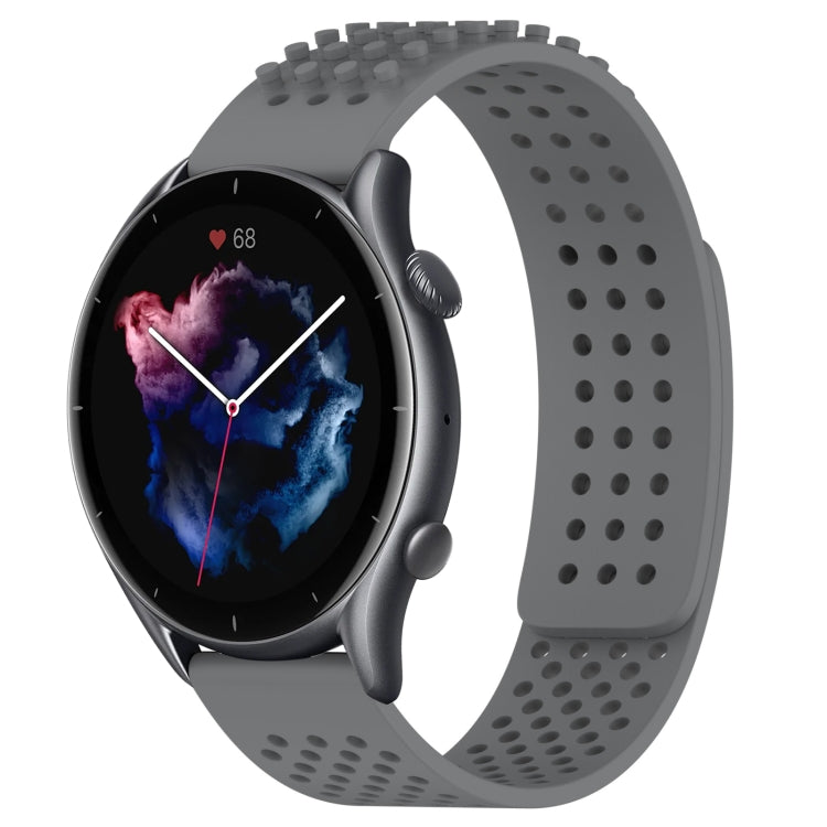 For Amazfit GTR 3 22mm Holes Breathable 3D Dots Silicone Watch Band(Grey) - Watch Bands by PMC TechLife | Online Shopping South Africa | PMC TechLife