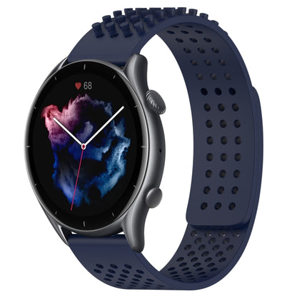 For Amazfit GTR 3 22mm Holes Breathable 3D Dots Silicone Watch Band(Midnight Blue) - Watch Bands by PMC Jewellery | Online Shopping South Africa | PMC Jewellery