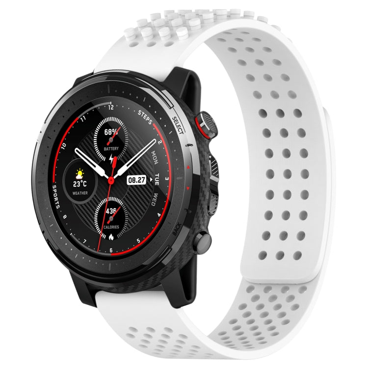 For Amazfit 3 22mm Holes Breathable 3D Dots Silicone Watch Band(White) - Watch Bands by PMC TechLife | Online Shopping South Africa | PMC TechLife