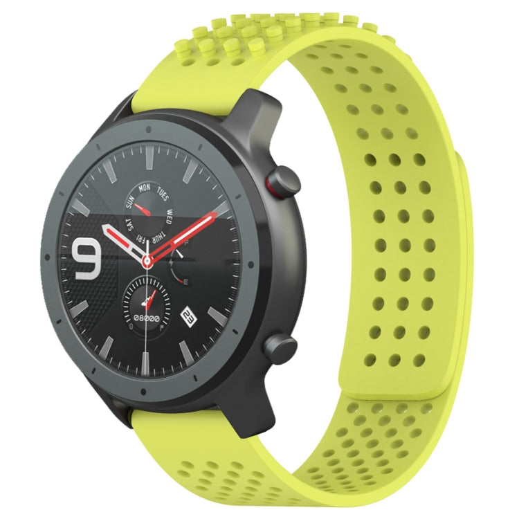 For Amazfit GTR 47mm 22mm Holes Breathable 3D Dots Silicone Watch Band(Lime Green) - Watch Bands by PMC Jewellery | Online Shopping South Africa | PMC Jewellery