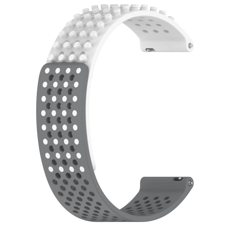 For Amazfit Bip 5 22mm Holes Breathable 3D Dots Silicone Watch Band(White+Grey) - Watch Bands by PMC TechLife | Online Shopping South Africa | PMC TechLife