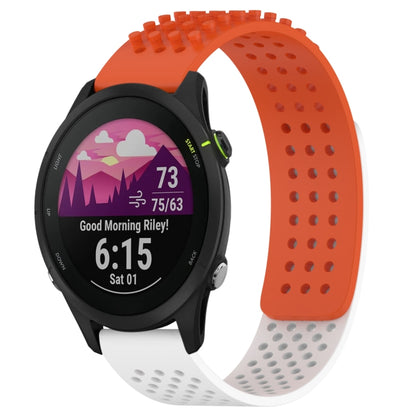 For Garmin Forerunner 255 Music 22mm Holes Breathable 3D Dots Silicone Watch Band(Orange+White) - Watch Bands by PMC Jewellery | Online Shopping South Africa | PMC Jewellery