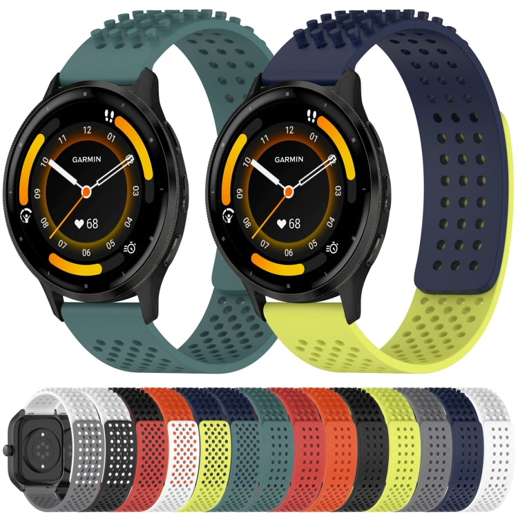 For Garmin Forerunner 265 22mm Holes Breathable 3D Dots Silicone Watch Band(Lime Green) - Watch Bands by PMC TechLife | Online Shopping South Africa | PMC TechLife