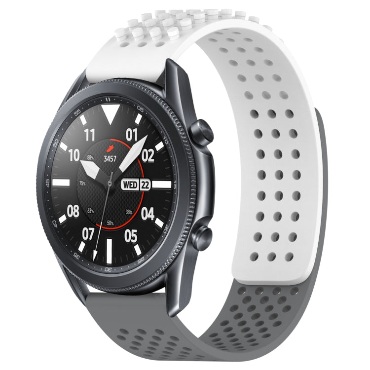 For Samsung Galaxy Watch3 45mm 22mm Holes Breathable 3D Dots Silicone Watch Band(White+Grey) - Watch Bands by PMC Jewellery | Online Shopping South Africa | PMC Jewellery