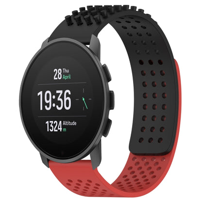 For SUUNTO 9 Peak Pro 22mm Holes Breathable 3D Dots Silicone Watch Band(Black+Red) -  by PMC Jewellery | Online Shopping South Africa | PMC Jewellery