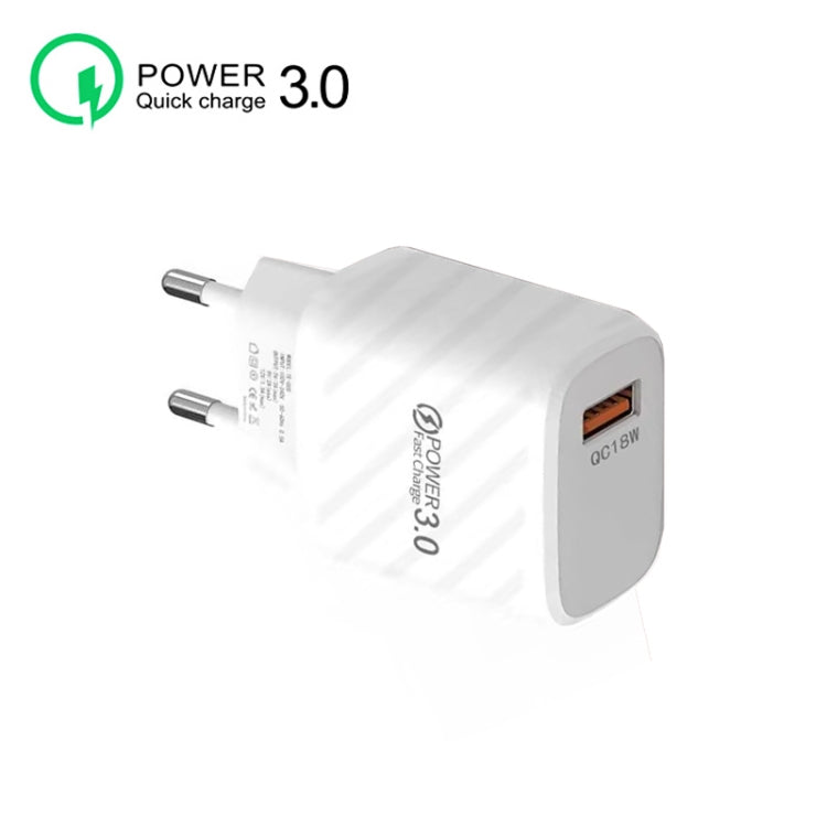 TE-005 USB3.0 QC3.0 18W 3A Interface Mobile Phone Fast Charger, EU Plug(White) - USB Charger by PMC TechLife | Online Shopping South Africa | PMC TechLife