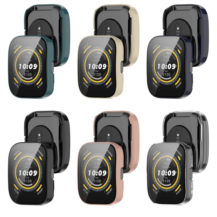 For Amazfit Bip 5 Tempered Film Integrated PC Watch Protective Case(Black) - Watch Cases by PMC Jewellery | Online Shopping South Africa | PMC Jewellery | Buy Now Pay Later Mobicred