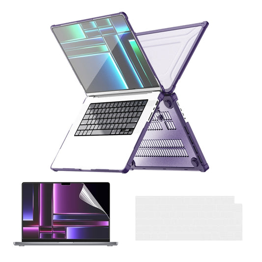 For MacBook Pro 14.2 A2442/A2779 ENKAY Hat-Prince 3 in 1 Protective Bracket Case Cover Hard Shell with TPU Keyboard Film / PET Screen Protector, Version:US(Purple) - MacBook Pro Cases by ENKAY | Online Shopping South Africa | PMC Jewellery | Buy Now Pay Later Mobicred