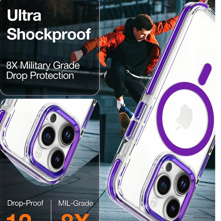 For iPhone 14 Dual-color MagSafe TPU Hybrid Clear PC Shockproof Phone Case(White) - iPhone 14 Cases by PMC Jewellery | Online Shopping South Africa | PMC Jewellery