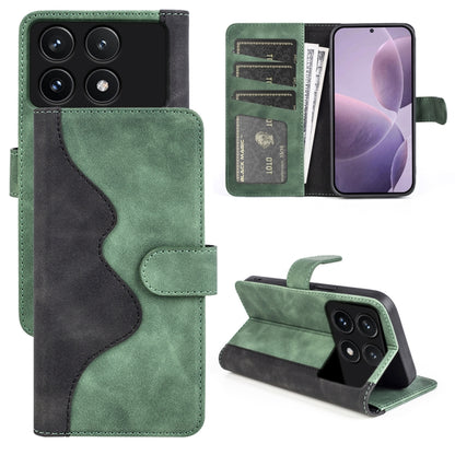 For Xiaomi Redmi K70 Stitching Horizontal Flip Leather Phone Case(Green) - K70 Cases by PMC Jewellery | Online Shopping South Africa | PMC Jewellery | Buy Now Pay Later Mobicred