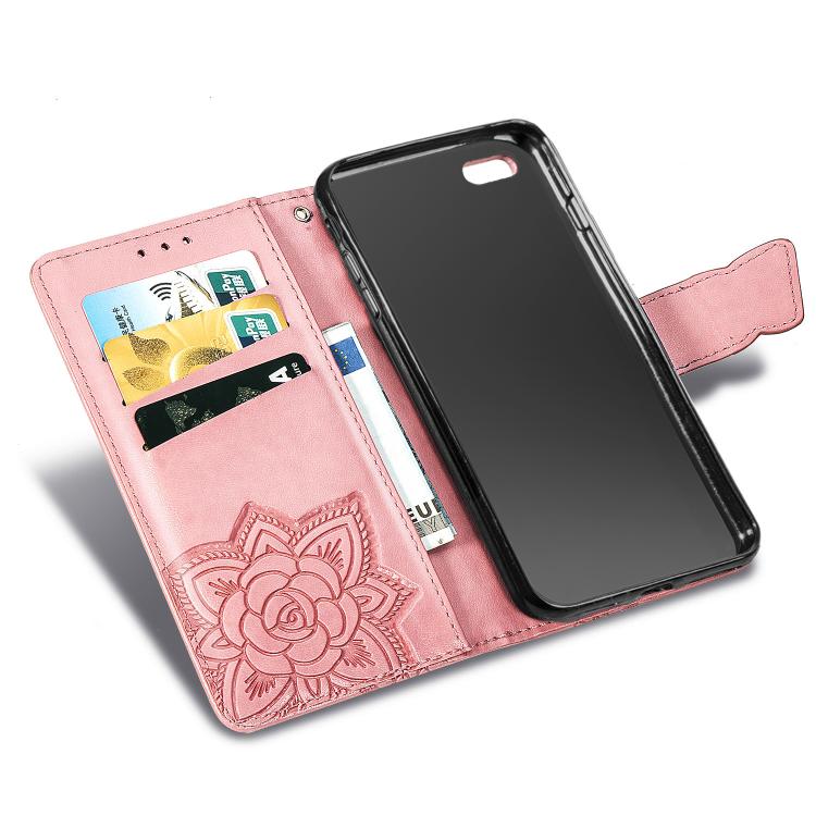 For iPhone 16e Butterfly Love Flower Embossed Leather Phone Case(Rose Gold) - iPhone 16e Cases by PMC TechLife | Online Shopping South Africa | PMC TechLife | Buy Now Pay Later Mobicred