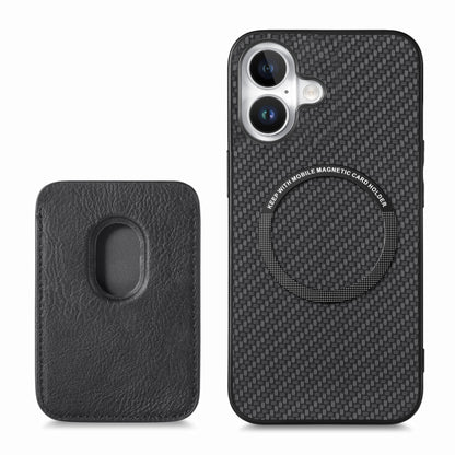 For iPhone 16 Carbon Fiber Leather Card Magsafe Phone Case(Black) - iPhone 16 Cases by PMC Jewellery | Online Shopping South Africa | PMC Jewellery | Buy Now Pay Later Mobicred