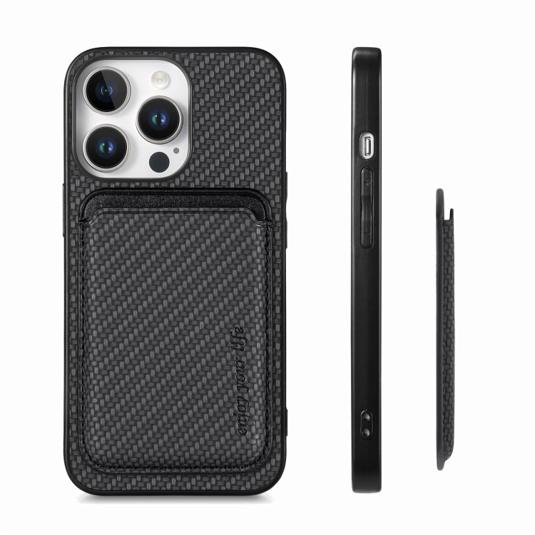 For iPhone 16 Pro Max Carbon Fiber Leather Card Magsafe Phone Case(Black) - iPhone 16 Pro Max Cases by PMC Jewellery | Online Shopping South Africa | PMC Jewellery | Buy Now Pay Later Mobicred