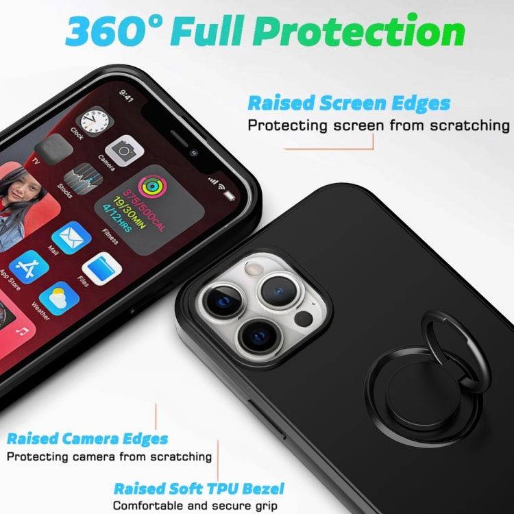 For iPhone 15 Pro Max Ring Kickstand Silicone Phone Case(Dark Blue) - iPhone 15 Pro Max Cases by PMC TechLife | Online Shopping South Africa | PMC TechLife