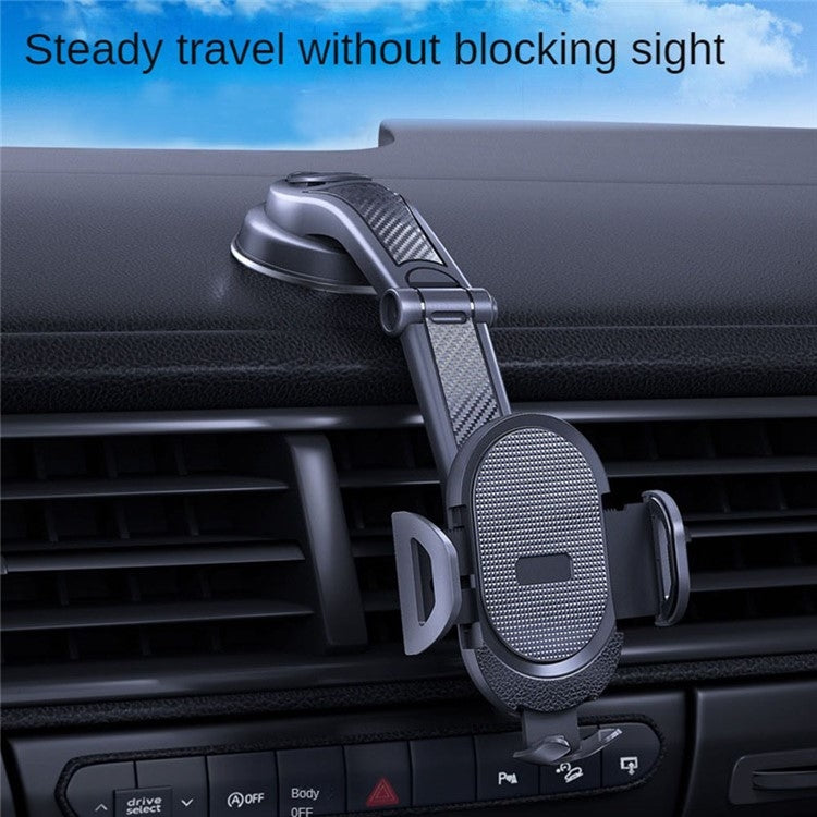 ES33 Car Mobile Phone Holder Bracket Carbon Fiber 360 Degree Rotation Suction Cup Mount(Red) - Car Holders by PMC TechLife | Online Shopping South Africa | PMC TechLife | Buy Now Pay Later Mobicred