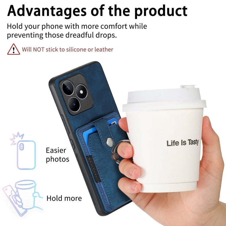 For Realme C53 4G Retro Skin-feel Ring Multi-card Wallet Phone Case(Blue) - Realme Cases by PMC TechLife | Online Shopping South Africa | PMC TechLife | Buy Now Pay Later Mobicred
