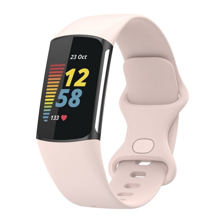 For Fitbit Charge 6 Solid Color Butterfly Buckle Silicone Watch Band, Size:L Size(Light Pink) - Watch Bands by PMC TechLife | Online Shopping South Africa | PMC TechLife | Buy Now Pay Later Mobicred