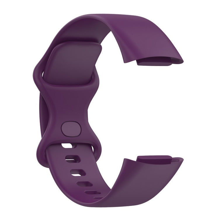 For Fitbit Charge 6 Solid Color Butterfly Buckle Silicone Watch Band, Size:L Size(Dark Purple) - free shipping - PMC TechLife - Order now!