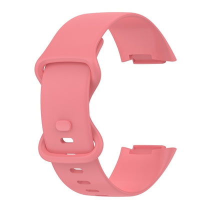 For Fitbit Charge 6 Solid Color Butterfly Buckle Silicone Watch Band, Size:S Size(Pink) - Watch Bands by PMC Jewellery | Online Shopping South Africa | PMC Jewellery | Buy Now Pay Later Mobicred