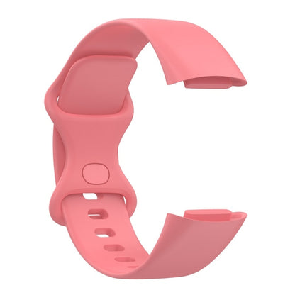 For Fitbit Charge 6 Solid Color Butterfly Buckle Silicone Watch Band, Size:S Size(Pink) - Watch Bands by PMC Jewellery | Online Shopping South Africa | PMC Jewellery | Buy Now Pay Later Mobicred