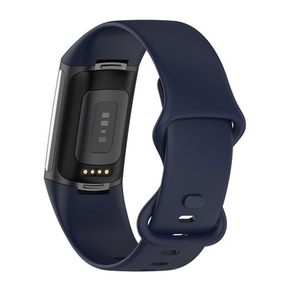 For Fitbit Charge 6 Solid Color Butterfly Buckle Silicone Watch Band, Size:S Size(Dark Blue) - Watch Bands by PMC Jewellery | Online Shopping South Africa | PMC Jewellery | Buy Now Pay Later Mobicred