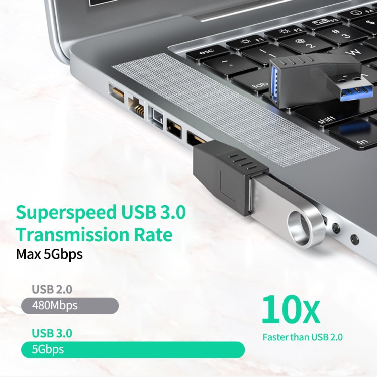 ENKAY USB 3.0 Adapter 90 Degree Angle Male to Female Combo Coupler Extender Connector, Angle:Horizontal Left + Right - USB 3.0 by ENKAY | Online Shopping South Africa | PMC TechLife