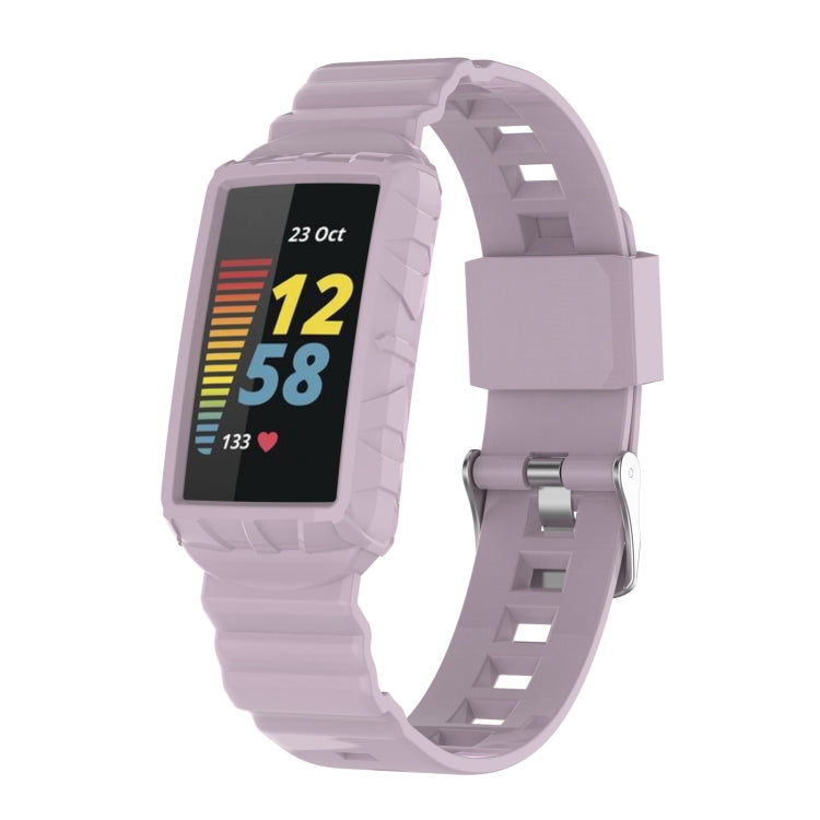 For Fitbit Charge 6 / 5 / 4 / 3 Armor Integrated TPU Watch Band(Light Purple) - Watch Bands by PMC TechLife | Online Shopping South Africa | PMC TechLife | Buy Now Pay Later Mobicred