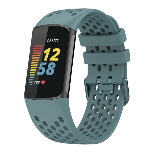 For Fitbit Charge 6 Solid Color Breathable Sports Silicone Watch Band(Blue) - Watch Bands by PMC Jewellery | Online Shopping South Africa | PMC Jewellery | Buy Now Pay Later Mobicred