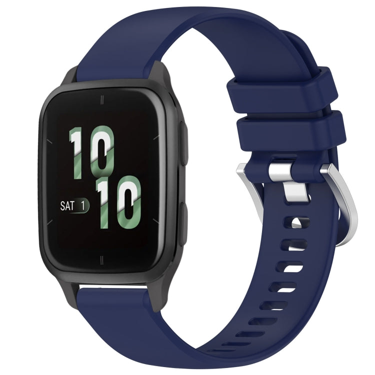 For Garmin Venu SQ2 Liquid Glossy Silver Buckle Silicone Watch Band(Dark Blue) - free shipping - PMC TechLife - Order now!