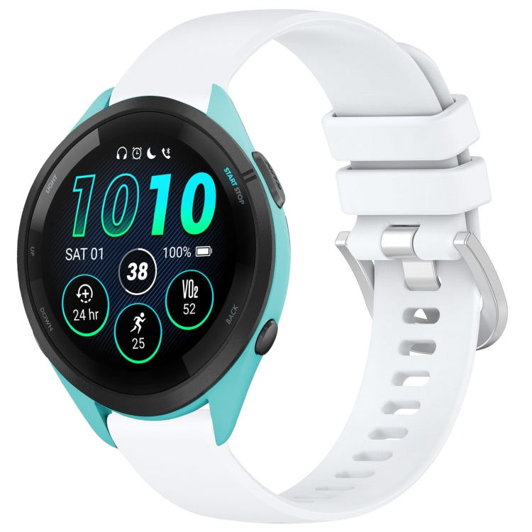 For Garmin Forerunner 265S Liquid Glossy Silver Buckle Silicone Watch Band(White) - free shipping - PMC TechLife - Order now!