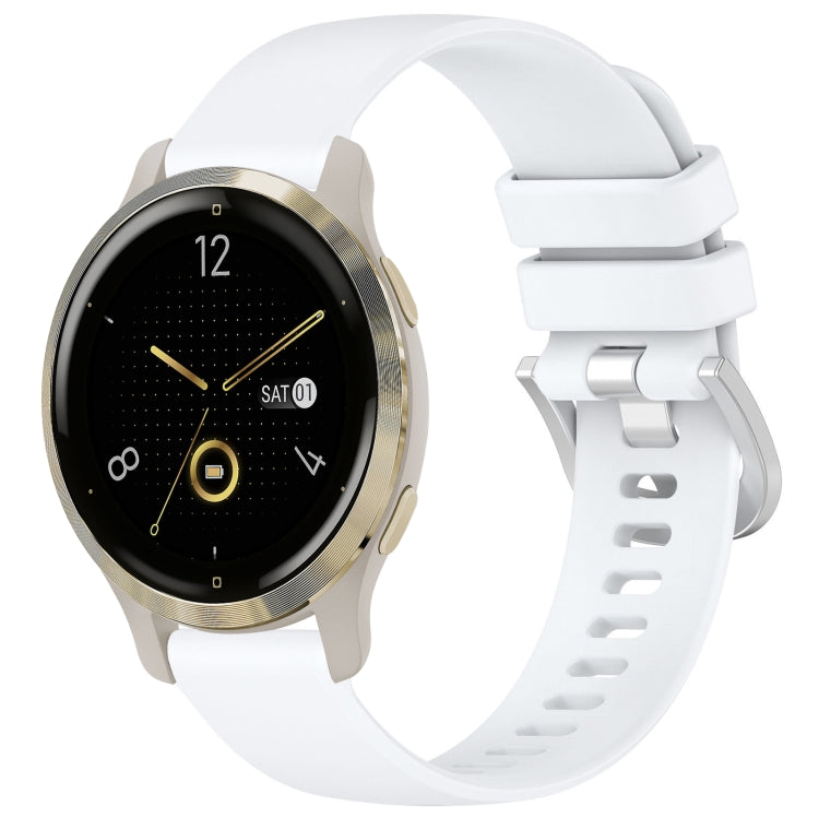 For Garmin Venu 2S Liquid Glossy Silver Buckle Silicone Watch Band(White) - free shipping - PMC TechLife - Order now!