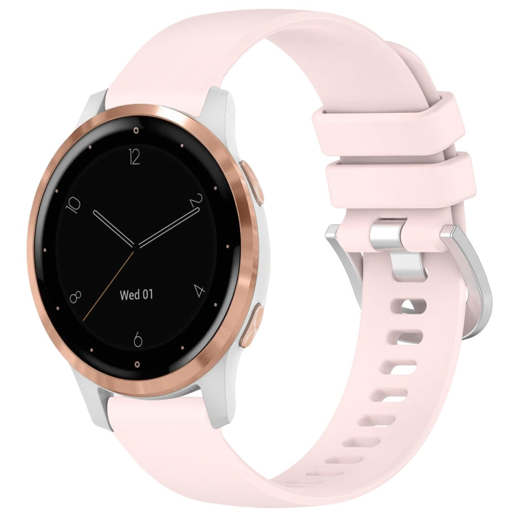 For Garmin Vivoactive 4S Liquid Glossy Silver Buckle Silicone Watch Band(Pink) - free shipping - PMC TechLife - Order now!