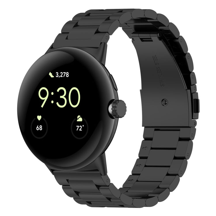 For Google Pixel Watch 2 Three Bead Stainless Steel Metal Watch Band(Black) - free shipping - PMC TechLife - Order now!