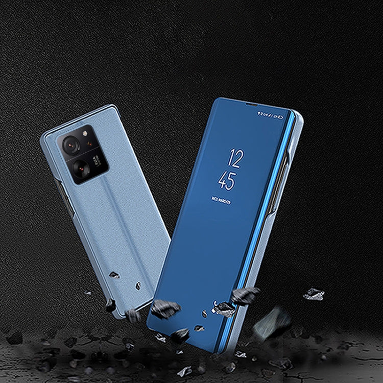 For Xiaomi Redmi Note 13 Pro+ Plated Mirror Horizontal Flip Leather Phone Case with Holder(Silver) - Note 13 Pro+ Cases by PMC TechLife | Online Shopping South Africa | PMC TechLife