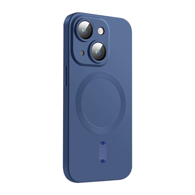 For iPhone 14 ENKAY MagSafe Matte TPU Phone Case with Lens Film(Dark Blue) - iPhone 14 Cases by ENKAY | Online Shopping South Africa | PMC TechLife